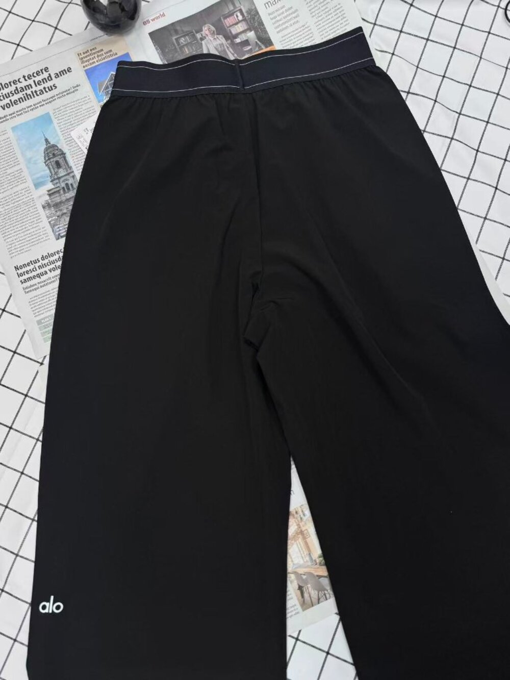 NWT ALO Yoga Suit Up Wide Leg Trouser,Black,30-inch length💟Travel Summer - Picture 6 of 8